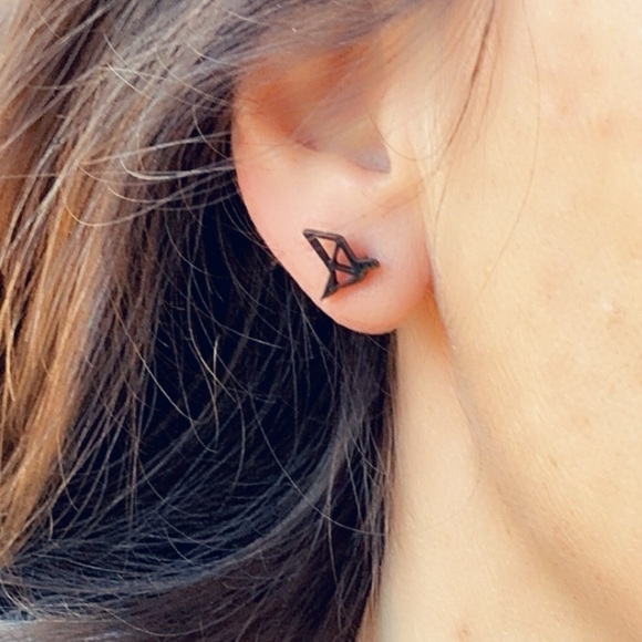 Surgical Steel Origami Bird Stud Earrings - Picture 10 of 16